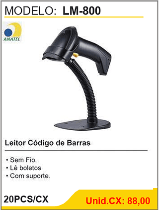 Leitor Código de Barras 20PCS/CX Unid.CX: 88,00
