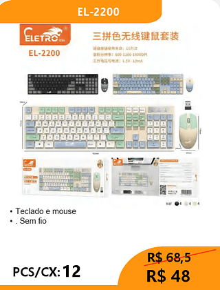 KIT TECLADO E MOUSE PCS/CX:12 R$48