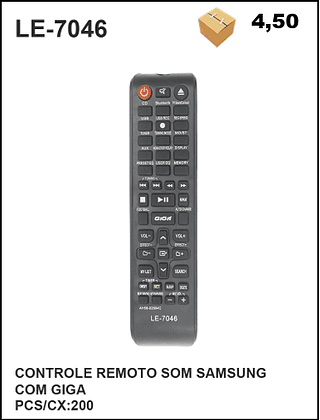 CONTROLE REMOTO SOM SAMSUNG COM GIGA 200pç=4,5$