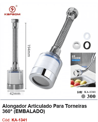 Alongador Articulado Para Torneiras 360° R$ 6,3 PCS/cx: 300