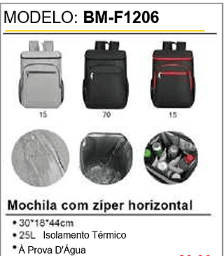 Mochila com ziper horizontal 100PCS/CX Unid.CX: 38,00