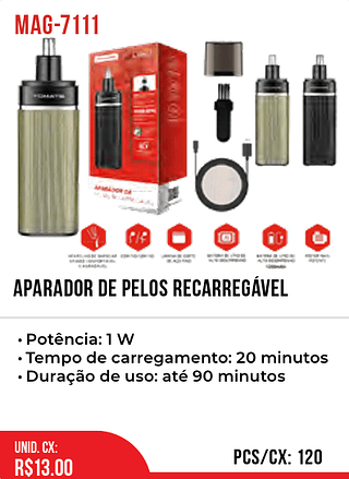 Aparador De Pelos Recarregável 120pç=13$