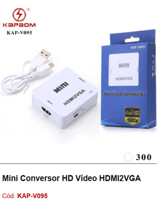 Mini Conversor HD Vídeo HDMI2VGA R$ 8,55 PCS/CX:300