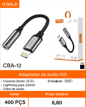 Adaptador de audio iOS Caixa 400 PCS - Preco Unitario 6,80