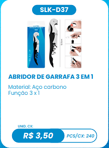 ABRIDOR DE GARRAFA 3 EM 1 UNID. CX: R$ 3,50 PCS/CX: 240