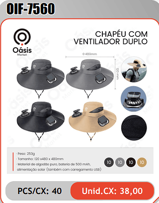 CHAPEU COMVENTILADOR DUPLO PCS/CX: 40 Unid.CX: 38,00