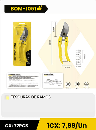 TESOURAS DE RAMOS CX: 72PCS 1CX: 7,99/Un