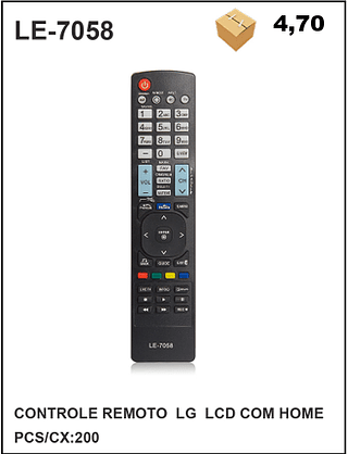 CONTROLE REMOTO LG LCD COM HOME 200pç=4,7$
