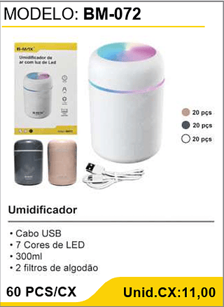 Umidificador 60 PCS/CX Unid.CX:11,00
