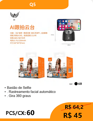 Bastão de Selfie PCS/CX: 60 R$ 45