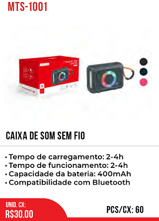 CAIXA DE SOM SEM FIO 60pç=30$