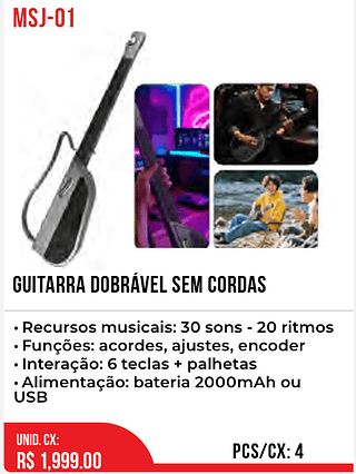 Guitarra Dobrável Sem Cordas 4pç=1999$