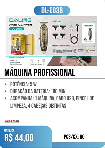 máquina profissional PCS/CX: 60 UNID. CX: r$ 44,00