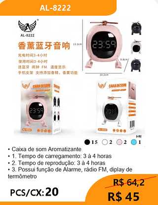 Caixa de som Aromatizante PCS/CX:20 R$45