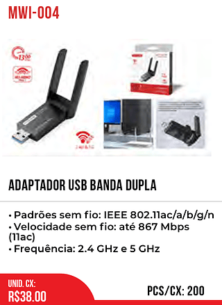 ADAPTADOR USB BANDA DUPLA 200pç=38$