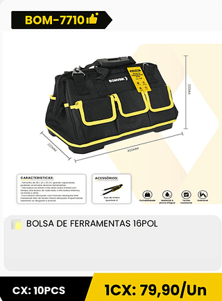 BOLSA DE FERRAMENTAS 16POL CX: 10PCS 1CX: 79,90/Un