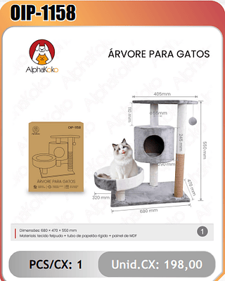 ARVORE PARA GATOS PCS/CX:1 Unid.CX: 198,00