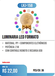 Luminaria Led Formato PCS/CX: 36 UNID. CX: r$ 22,00