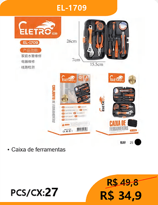 Caixa de ferramentas PCS/CX:27 R$34,9