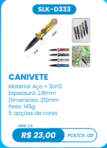 CANIVETE UNID. CX: R$ 23,00 PCS/CX: 120