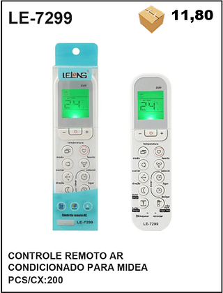 CONTROLE REMOTO AR CONDICIONADO PARA MIDEA 200PÇ=11,8$