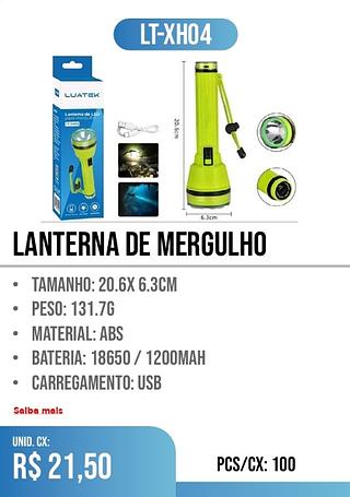 Lanterna de mergulho 100pç=21,50$