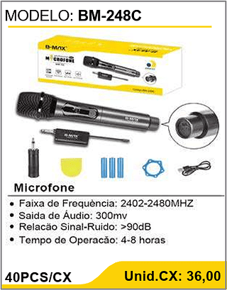 Microfone 40PCS/CX Unid.CX: 36,00