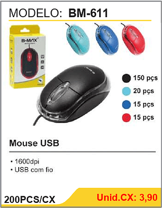 Mouse USB 200PCS/CX Unid.CX: 3,90