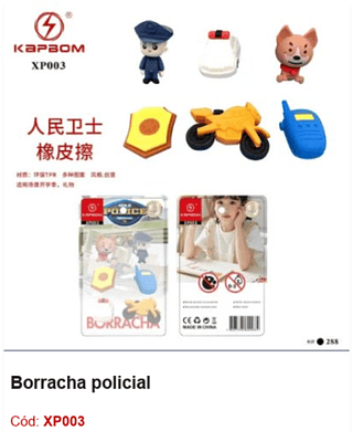 Borracha policial R$ 7,2 PCS/CX: 288