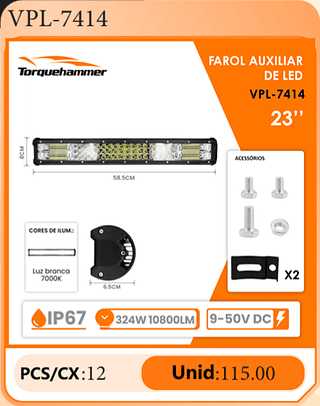 FAROL AUXILIAR DE LED 23" PCS/CX:12 Unid:115.00