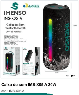 Caixa de som R$ 117,00 20PC/CX