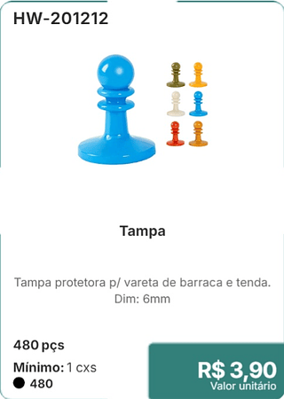 Tampa 480 pçs R$ 3,90