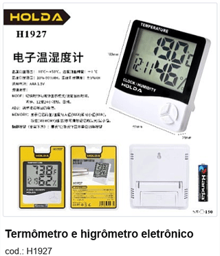 Termômetro e higrômetro eletrônico R$ 11,25 PC/CX:150