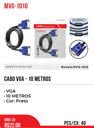 CABO VGA - 10 metros 40pç=22$
