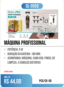 máquina profissional PCS/CX: 60 UNID. CX: r$ 44,00