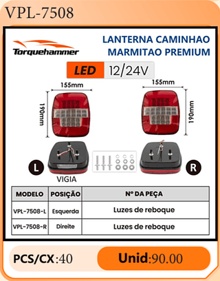 LANTERNA CAMINHAO MARMITAO PREMIUM PCS/CX:40 Unid:90.00