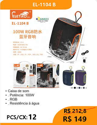 CAIXA DE SOM PCS/CX:12 R$149