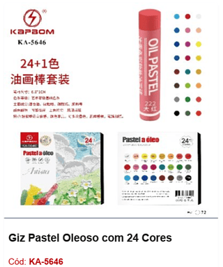 Giz Pastel Oleoso com 24 Cores R$ 22,5 PCS/CX: 72