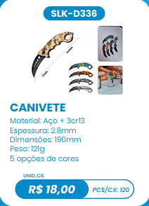 CANIVETE UNID. CX: R$ 18,00 PCS/CX: 120