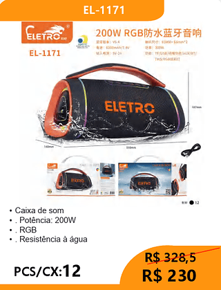 CAIXA DE SOM PCS/CX:12 R$230