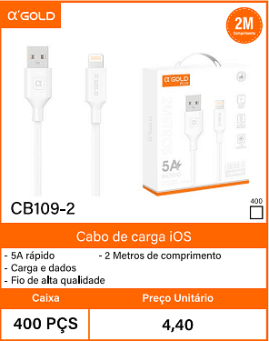 Cabo de carga iOS Caixa 400 PCS Preco Unitario 4,40