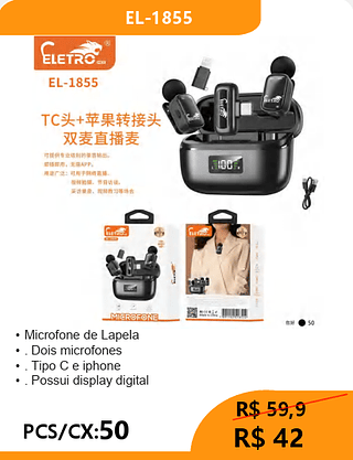 MICROFONE DE LAPELA PCS/CX:50 R$42