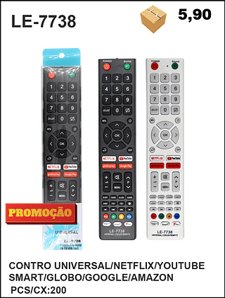 CONTRO UNIVERSAL/NETFLIX/YOUTUBE SMART/GLOBO/GOOGLE/AMAZON 200PÇ=5,9$