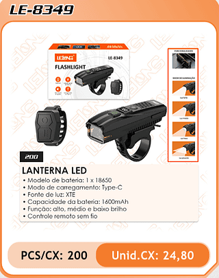 LANTERNA LED 200PÇ=24,8$