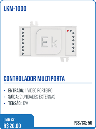 CONTROLADOR MULTIPORTA UNID. CX: R$ 20.00 PCS/CX: 50