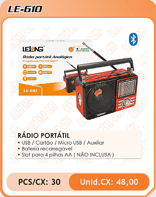 RÁDIO PORTÁTIL 30PÇ=48$