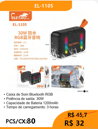 CAIXA DE SOM PCS/CX:80 R$32