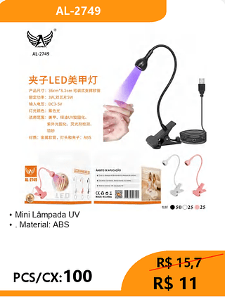 Mini Lâmpada UV PCS/CX:100 R$ 11