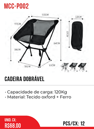 Cadeira Dobrável 12PÇ=68$