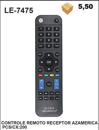 CONTROLE REMOTO RECEPTOR AZAMERICA 200pç=5,5$